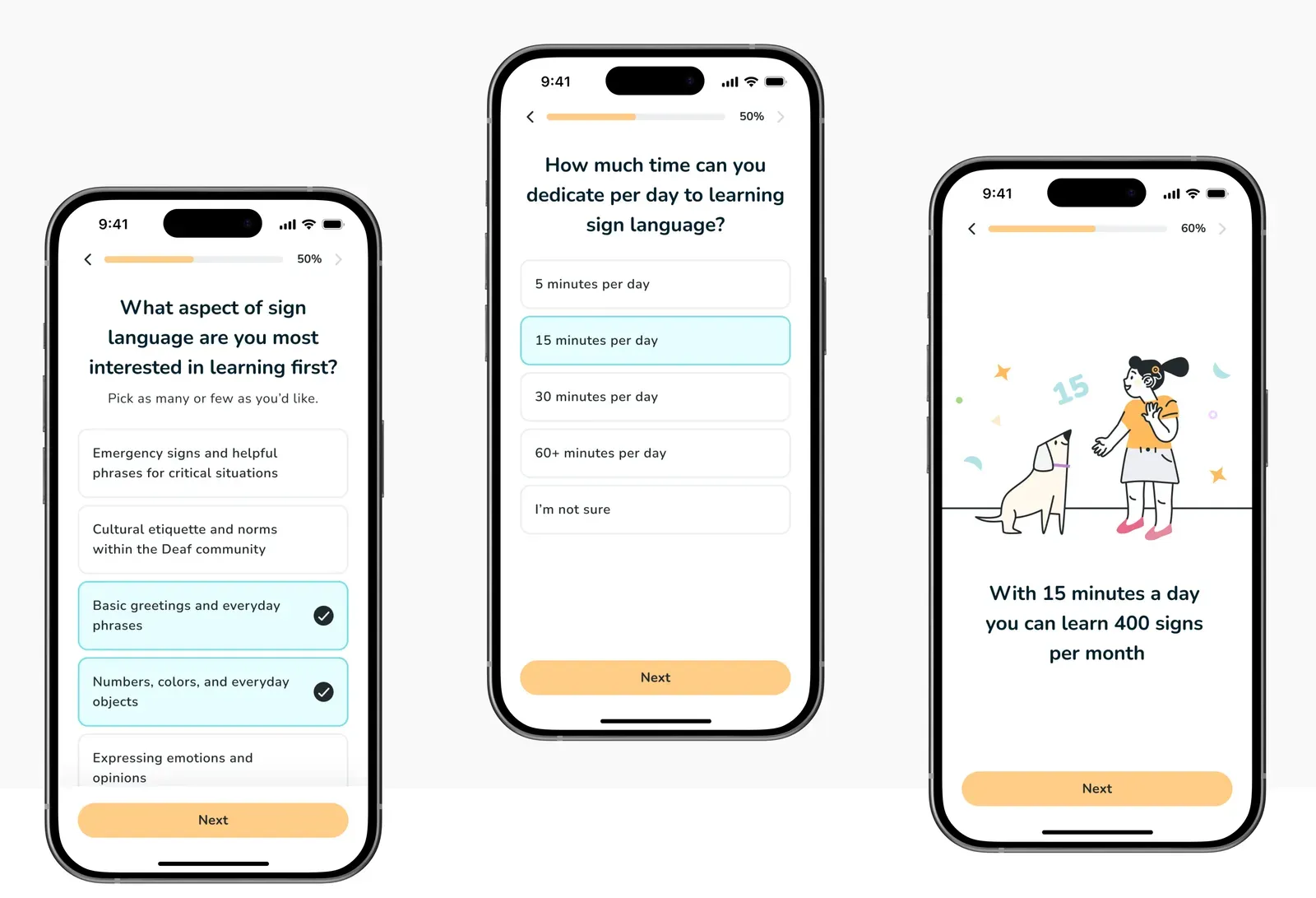 Screenshot of an EdTech onboarding flow anchoring subscription value to learner progress and completion.