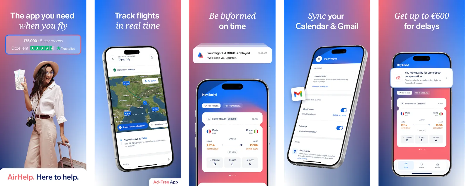*Screenshot set for AirHelp’s App Store listing, designed and developed by Applica’s team.*