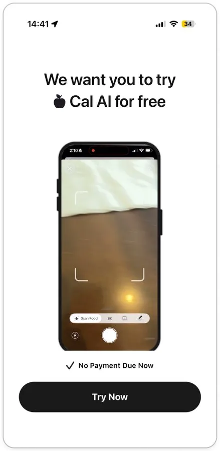 Cal AI paywall flow, screen 1 of 5