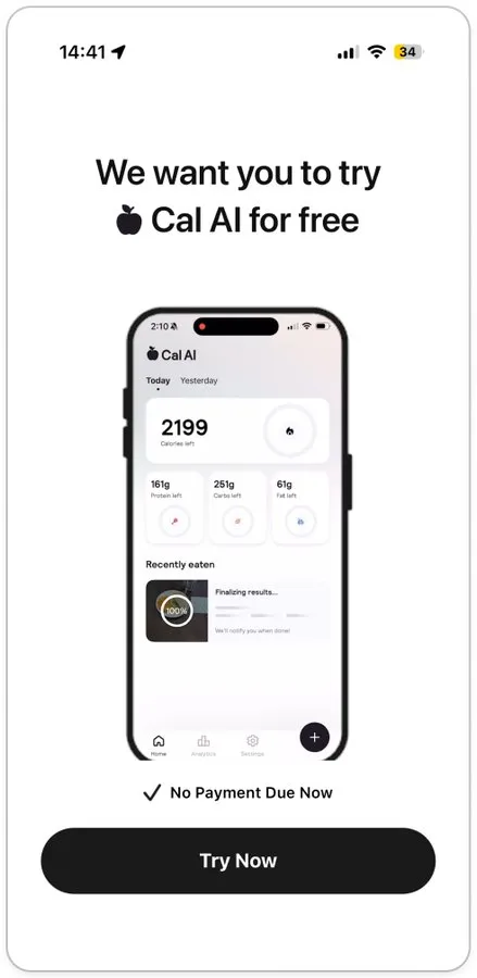 Cal AI paywall flow, screen 2 of 5