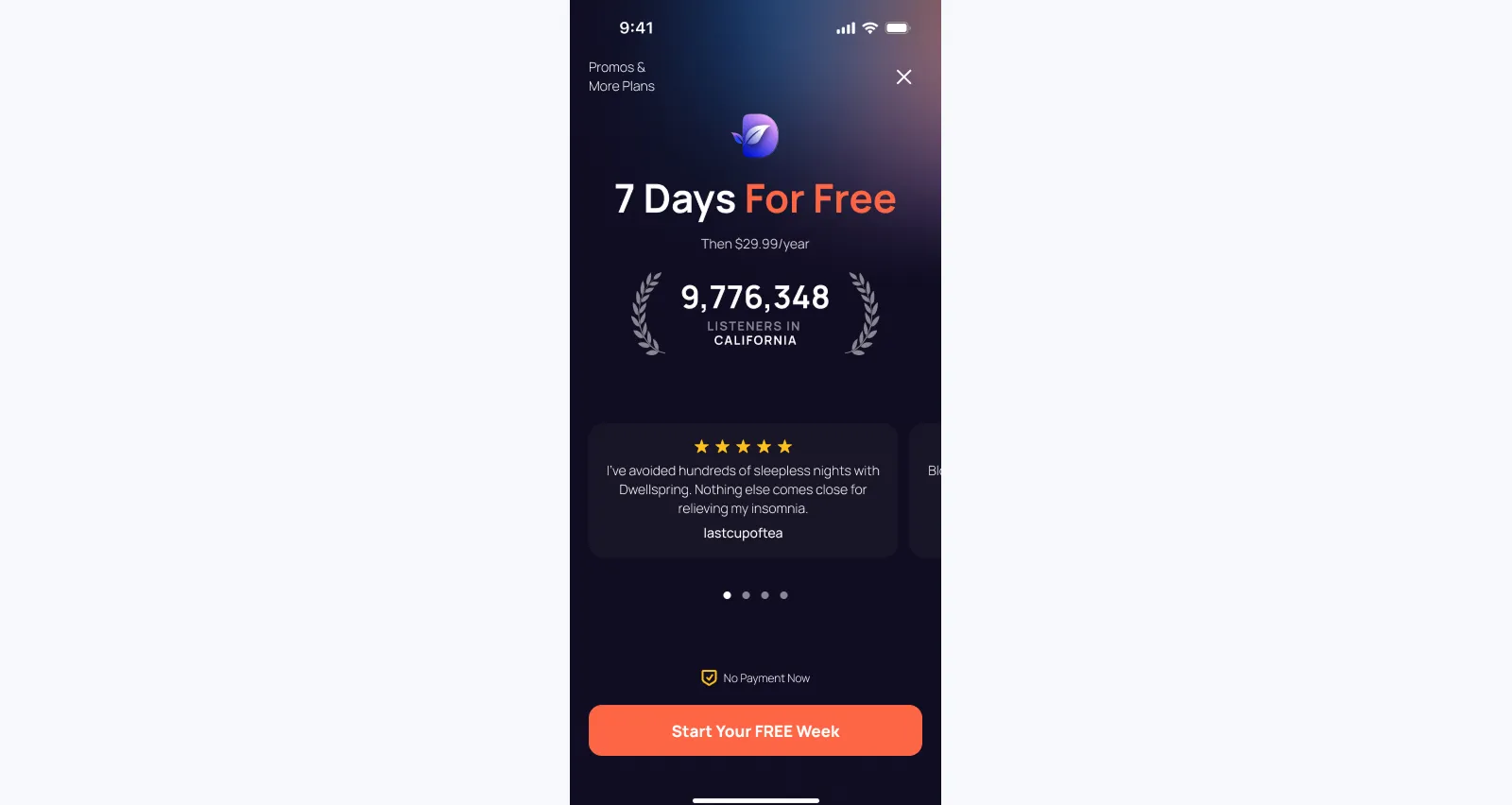 **Simplified to a single plan.** The paywall now leads with one annual plan and the free trial front and center ("7 Days For Free"), backed by social proof and ratings; the monthly option sits behind a "View all plans" link. We replaced "shop for the best deal" with "start your free trial."