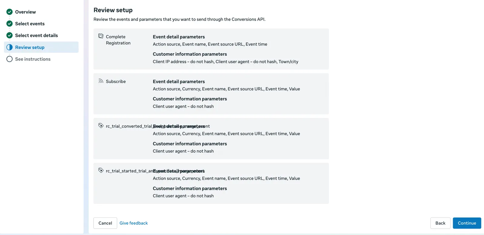 Using the Conversions API confirmation screen
