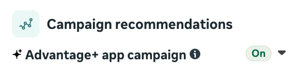 Advantage+ app campaign setting on Meta