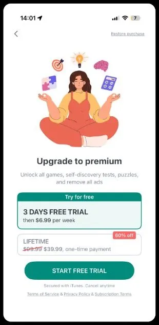 Impulse paywall flow, screen 1 of 8