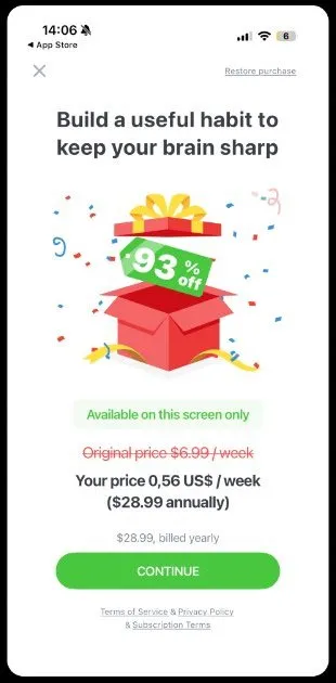 Impulse paywall flow, screen 8 of 8