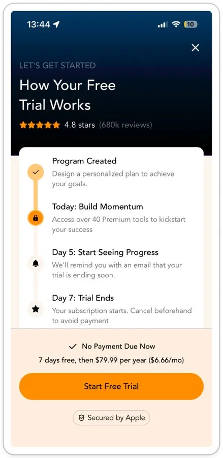 Lose It! paywall flow, screen 3 of 3