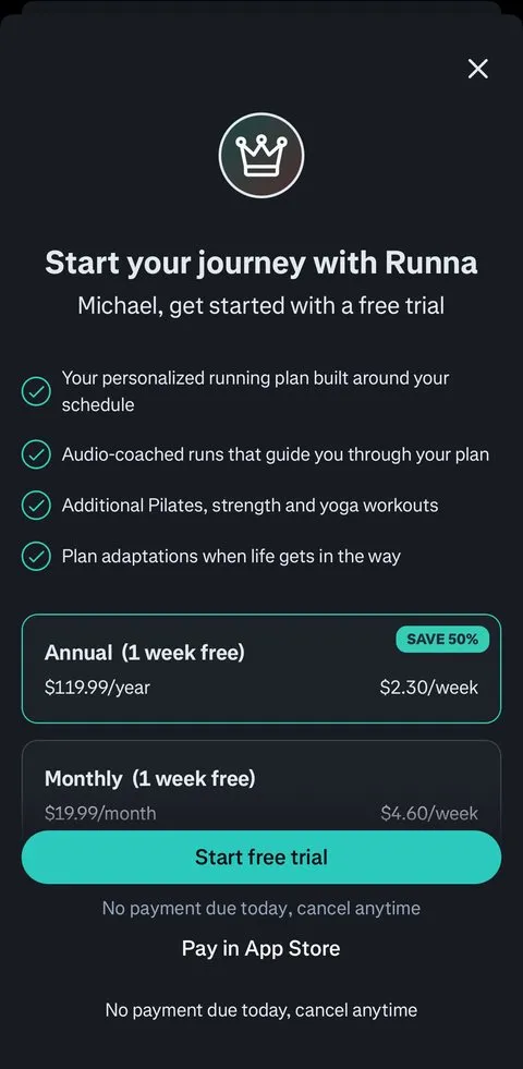 Runna paywall