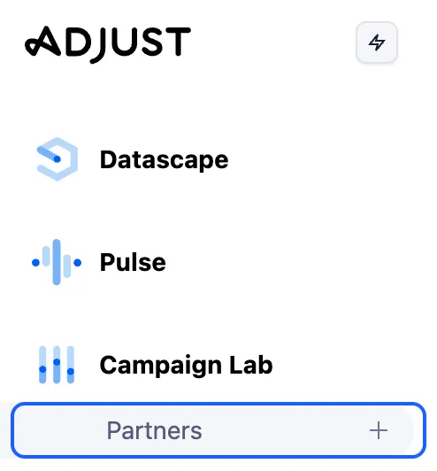 Adjust Partners screen with the search bar