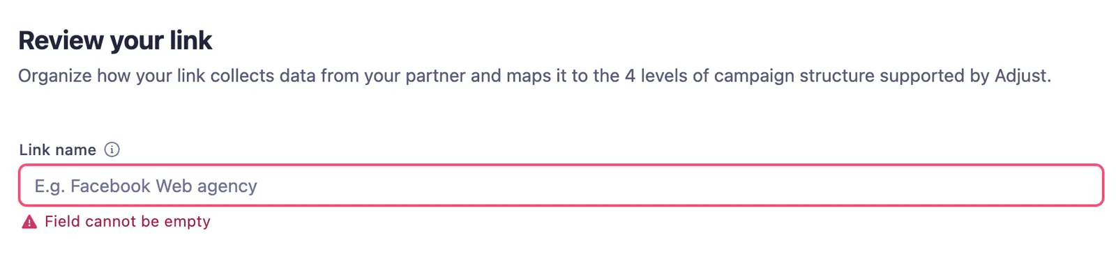 Adjust review-your-link step with the link name field