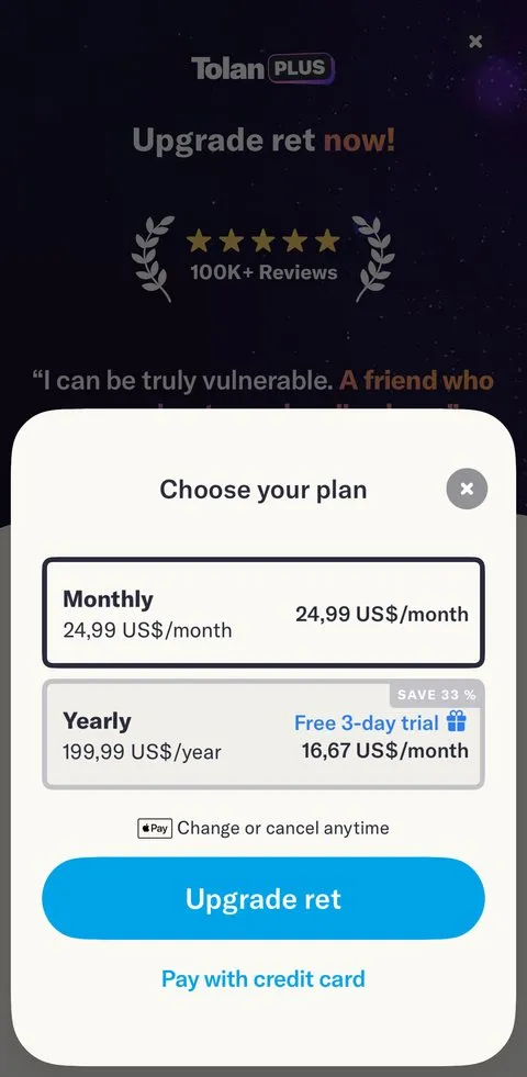 Tolan paywall