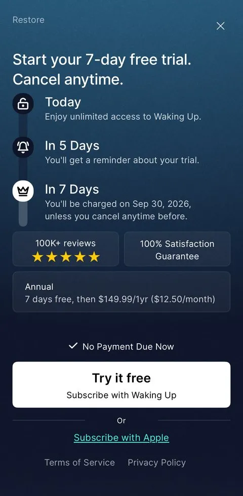 Waking Up paywall