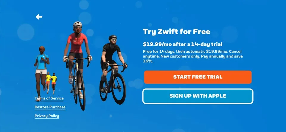 Zwift paywall